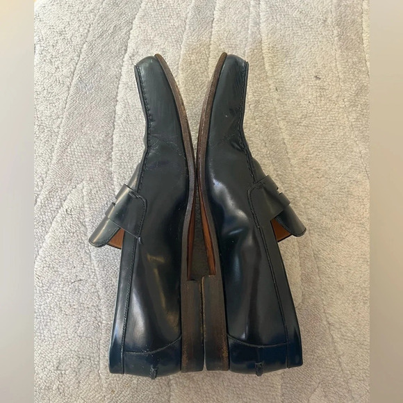 GUCCI Men’s  Black Leather Loafers with Logo, style 181797, size 41.5 / 8